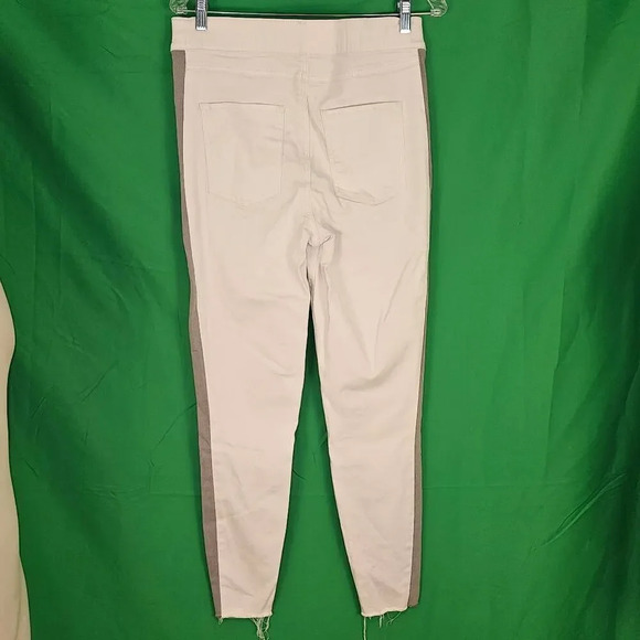 Spanx Womens White Gray Side Stripe Skinny Jeans Large - Picture 2 of 4